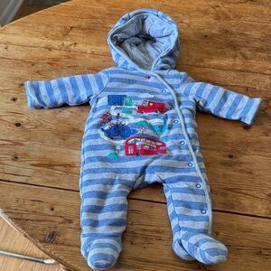 Cozy Blue and Gray Striped Kids Footie